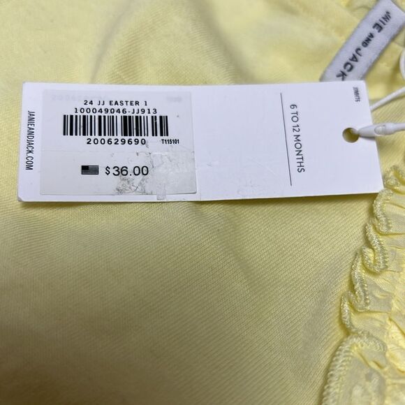 Janie and Jack 100049046 Girl Yellow Eyelet Flutter Sleeve Top NWT size 6-12 m - Picture 7 of 11